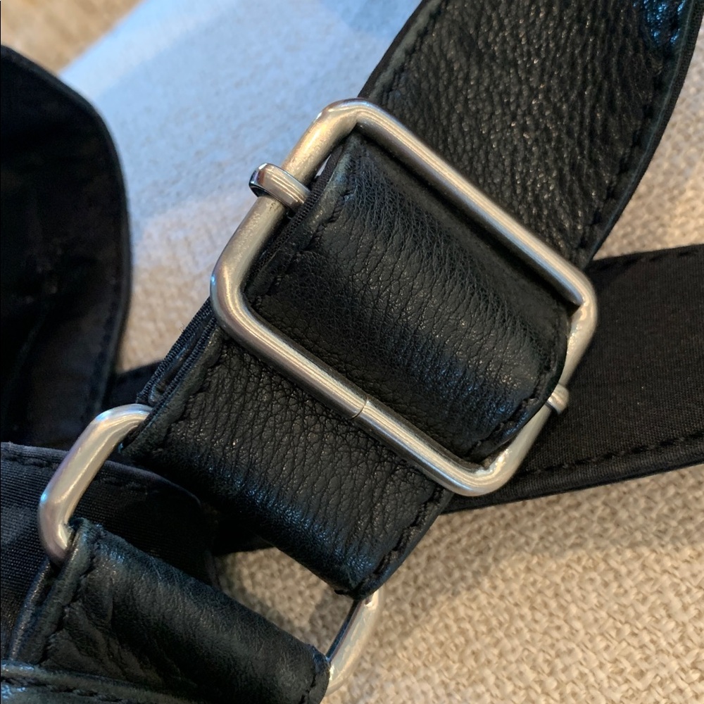 VINTAGE FOSSIL Crossbody Messenger  Black Leather & Polyester Adjustable Strap - Picture 11 of 13